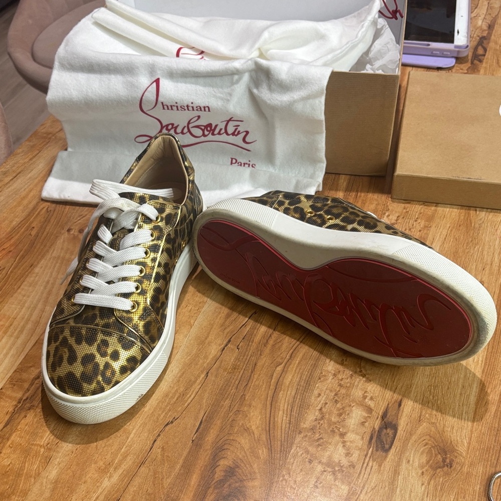 Christian Louboutin Animal Print Sneakers with Red Soles